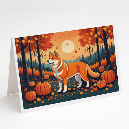 Akita Fall Greeting Cards Pack of 8 Blank Cards with Envelopes Whimsical A7 Size 5x7 Blank Note Cards