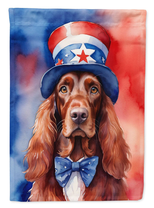 Irish Setter Patriotic American House Flag Large Porch Sleeve Pole Decorative Outside Yard Banner Artwork Wall Hanging, Polyester, House Size, Multicolor