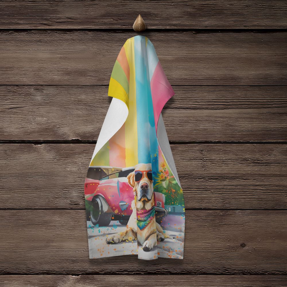 Yellow Labrador Hippie Dawg Kitchen Towel Dish Cloths Guest Hand Towel Decorative Bathroom Towel for Face,Tea, Dishcloth, Kitchen and Bath