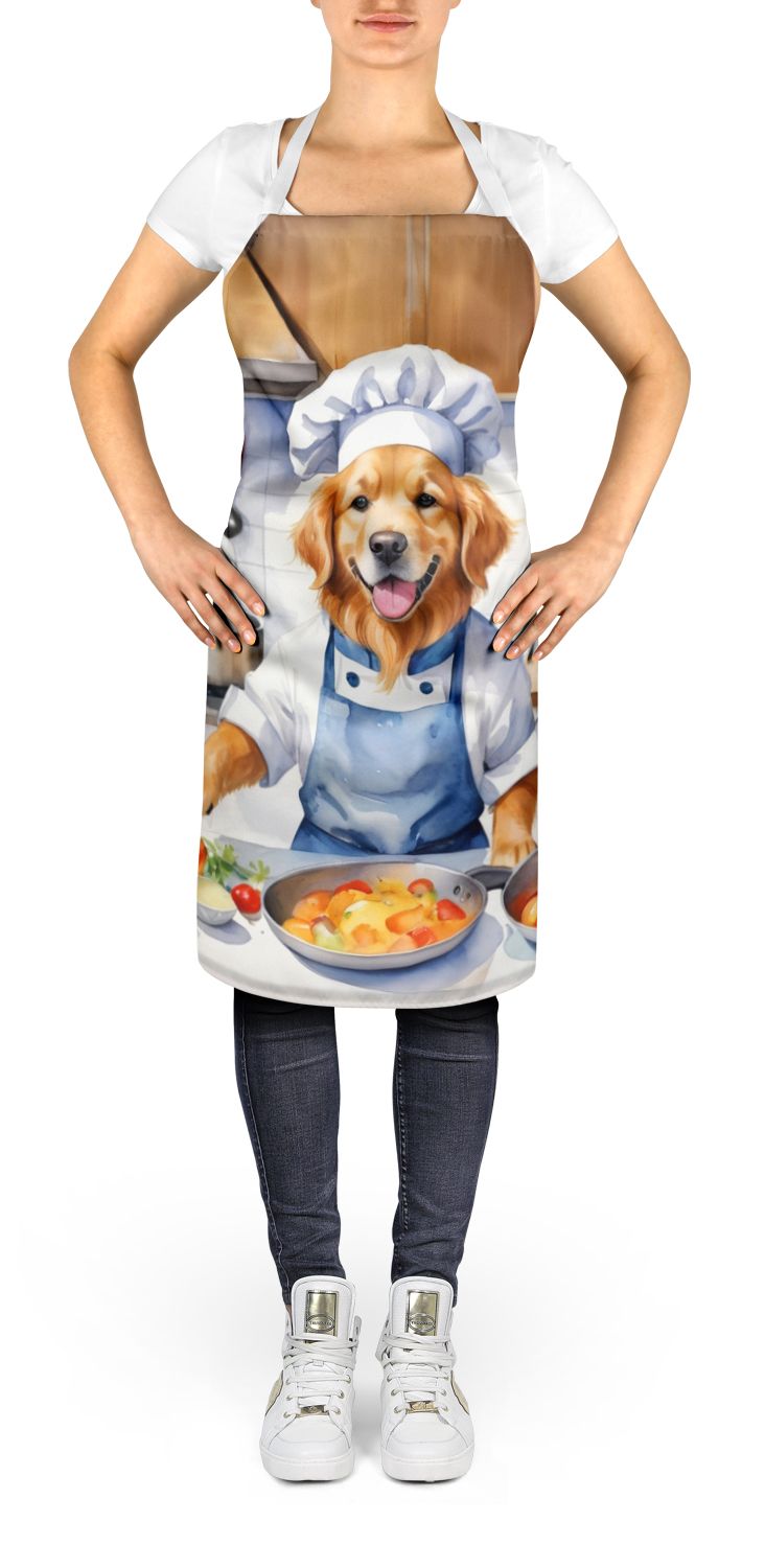 Golden Retriever The Chef Apron Cooking Kitchen Server Baking Crafts Gardening for Adult Women Men, Unisex, Large, Multicolor