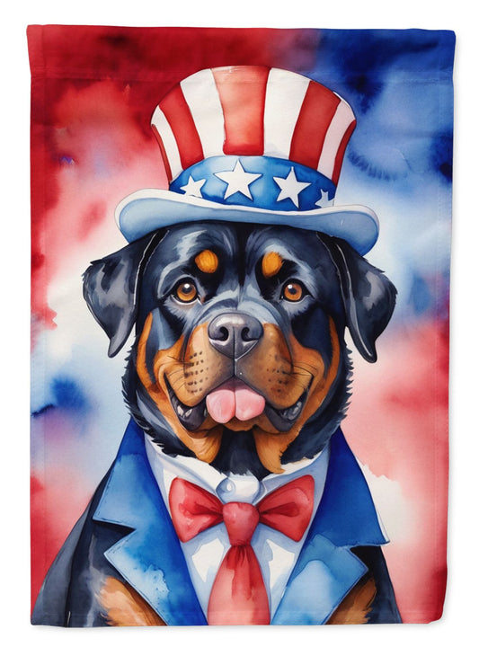 Rottweiler Patriotic American House Flag Large Porch Sleeve Pole Decorative Outside Yard Banner Artwork Wall Hanging, Polyester, House Size, Multicolor