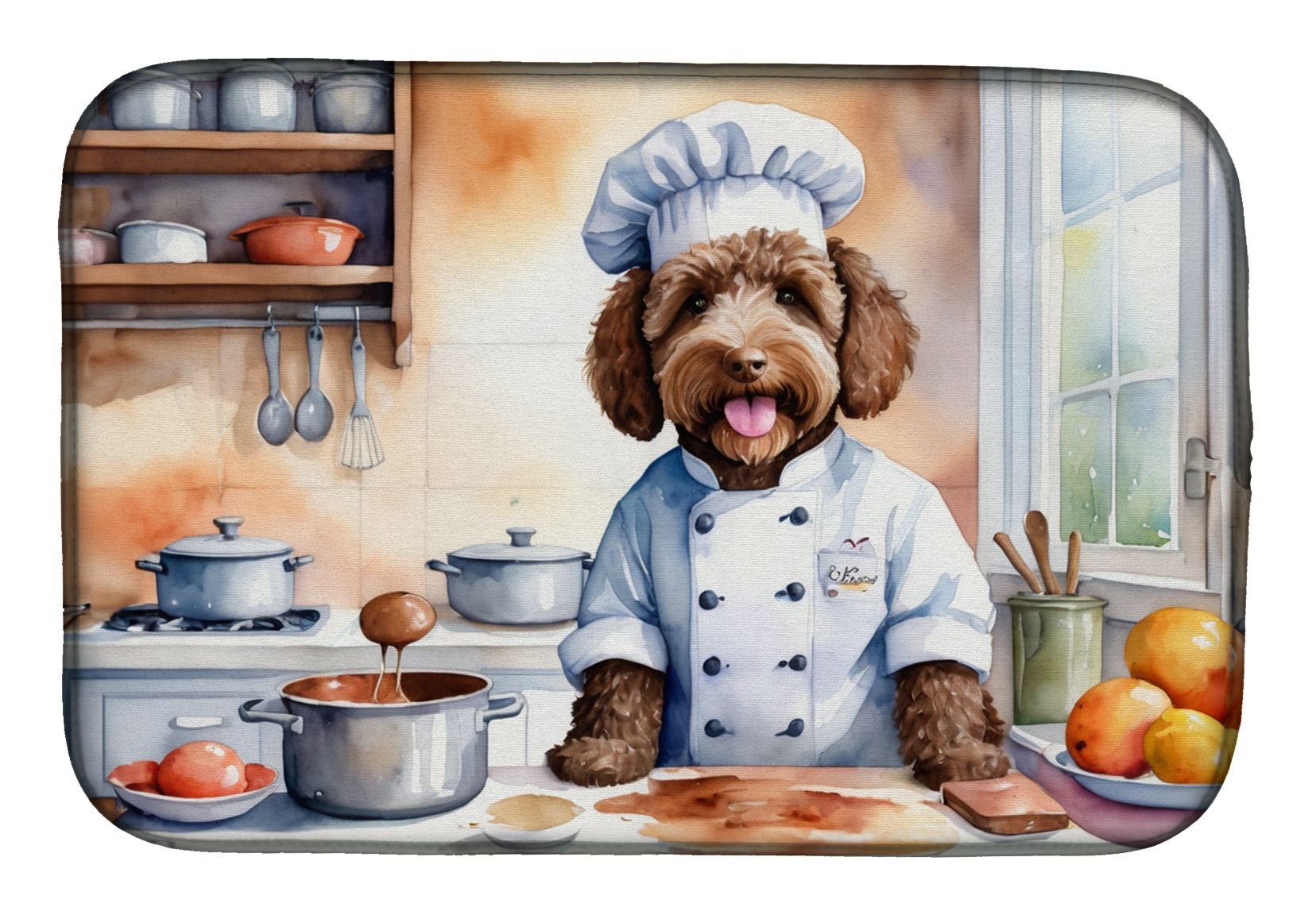 Labradoodle The Chef Dish Drying Mat Absorbent Dish Drying Mat Pad for Kitchen Counter Dish Drainer Mat for Countertop, 14 x 21", Multicolor