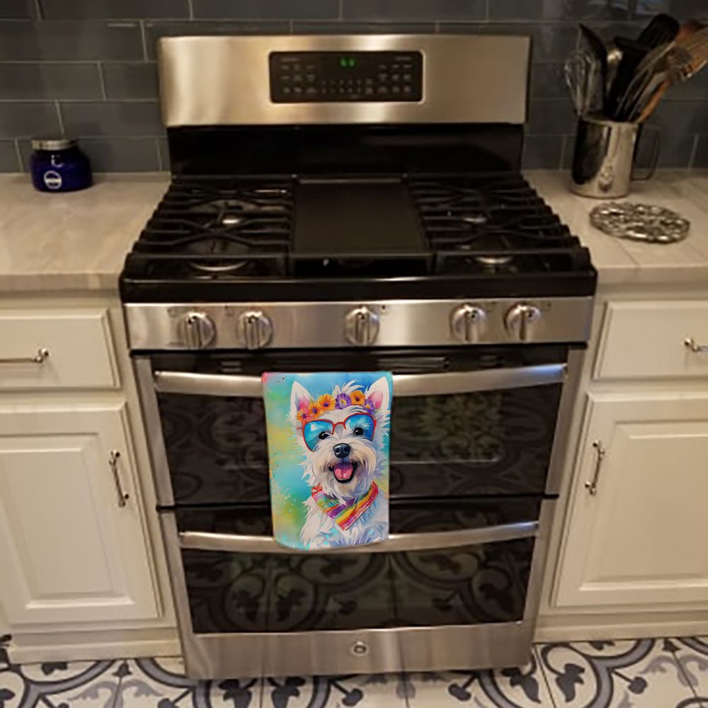 Westie Hippie Dawg Kitchen Towel Dish Cloths Guest Hand Towel Decorative Bathroom Towel for Face,Tea, Dishcloth, Kitchen and Bath