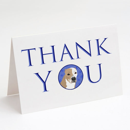 Pit Bull Fawn #4 Thank You Greeting Cards Pack of 8 Blank Cards with Envelopes Whimsical A7 Size 5x7 Blank Note Cards