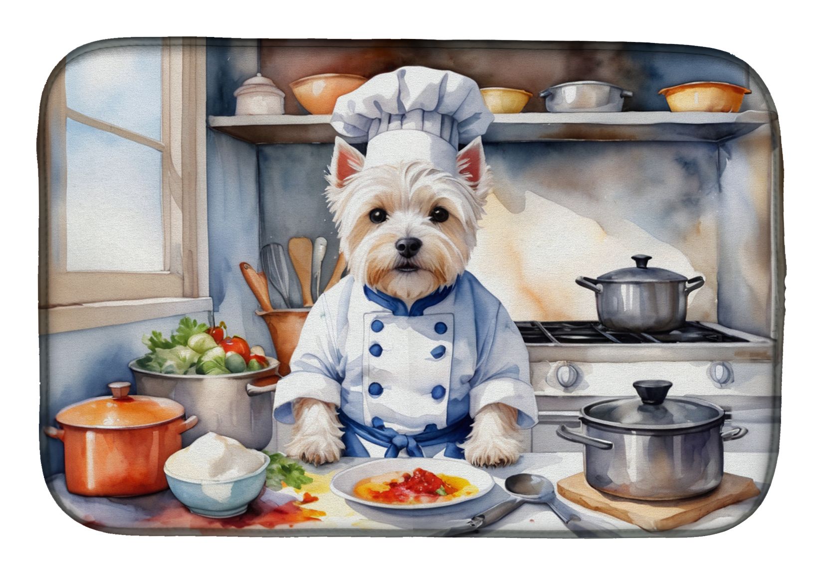 Westie The Chef Dish Drying Mat Absorbent Dish Drying Mat Pad for Kitchen Counter Dish Drainer Mat for Countertop, 14 x 21", Multicolor