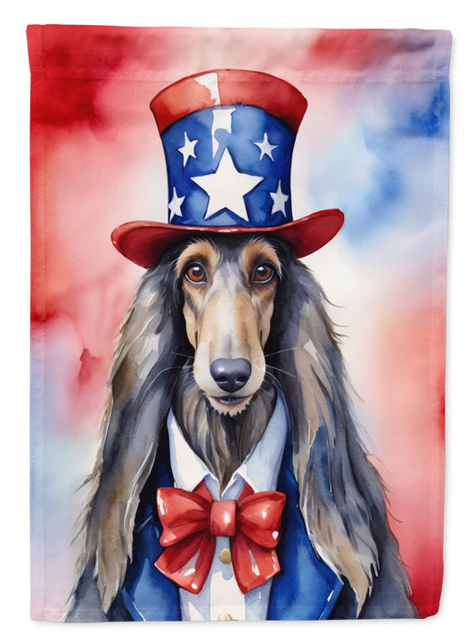 Afghan Hound Patriotic American House Flag Large Porch Sleeve Pole Decorative Outside Yard Banner Artwork Wall Hanging, Polyester, House Size, Multicolor