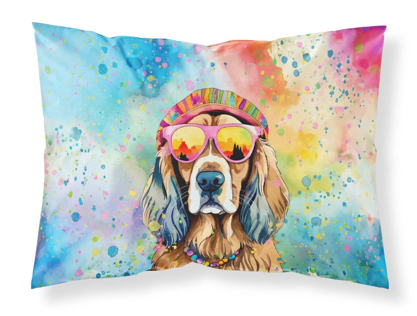 Cocker Spaniel Hippie Dawg Standard Pillowcase Lightweight Super Soft Easy Care Decorative Artwork Pillowcase, Standard