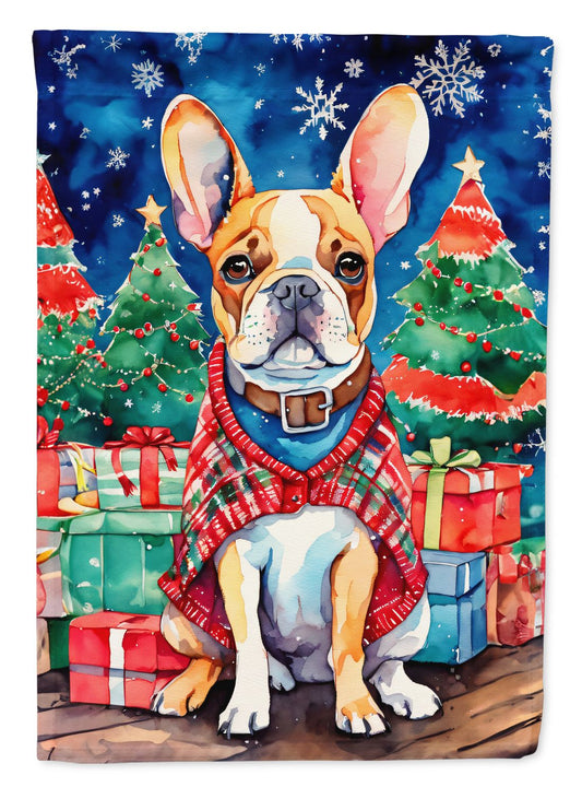 French Bulldog Christmas Garden Flag Mailbox Flag Decorative Yard Flag Banner Outside Patio Artwork Yard Flower Beds, Garden Size, Multicolor