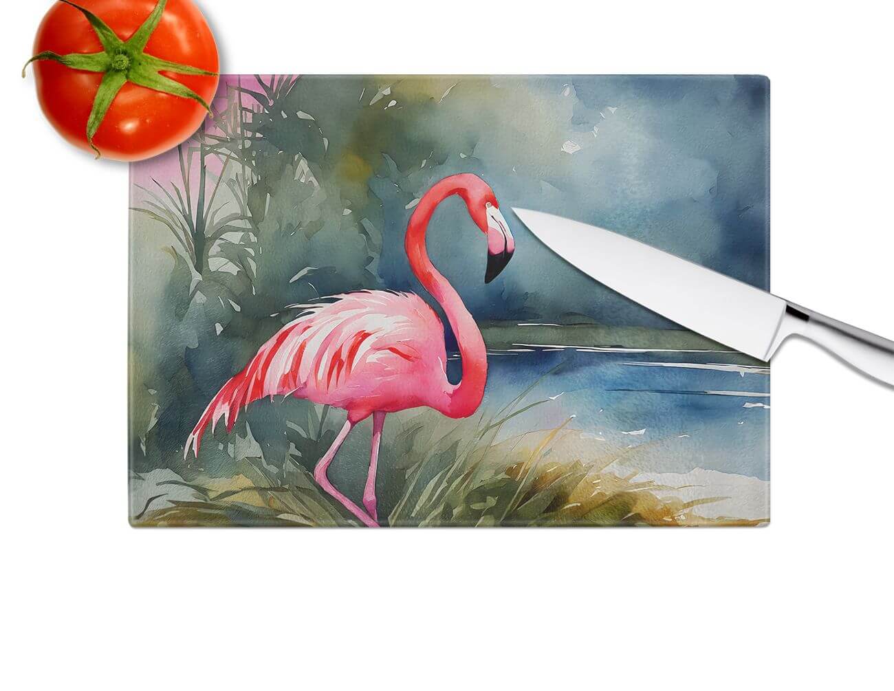 NEW Flamingo Glass Cutting Board Decorative Tempered Glass Kitchen Cutting and Serving Board Large Size Chopping Board
