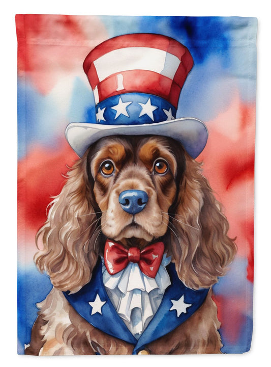 Cocker Spaniel Patriotic American House Flag Large Porch Sleeve Pole Decorative Outside Yard Banner Artwork Wall Hanging, Polyester, House Size, Multicolor