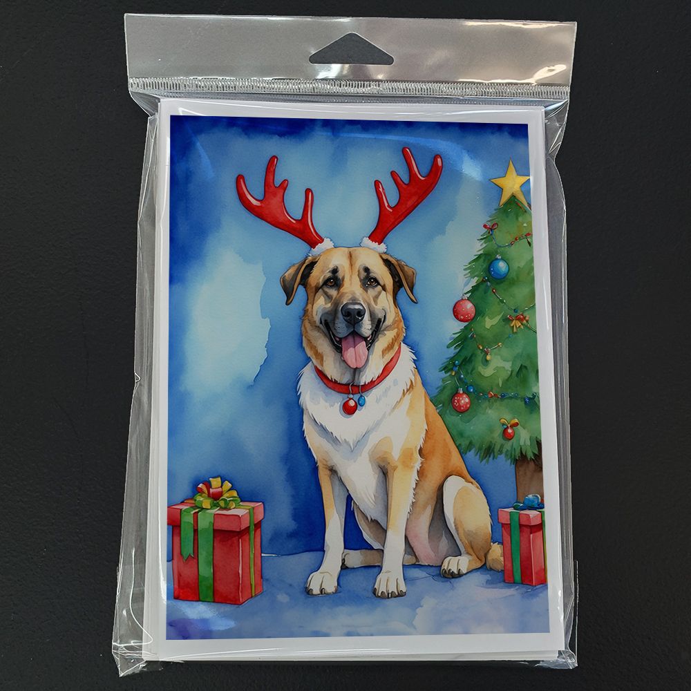 Anatolian Shepherd Dog Christmas Reindeer Greeting Cards Pack of 8 Blank Cards with Envelopes Whimsical A7 Size 5x7 Blank Note Cards