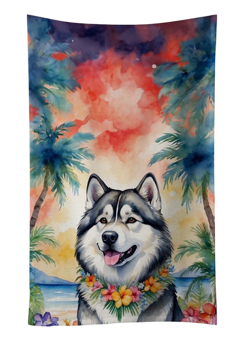 Alaskan Malamute Luau Kitchen Towel Dish Cloths Guest Hand Towel Decorative Bathroom Towel for Face,Tea, Dishcloth, Kitchen and Bath