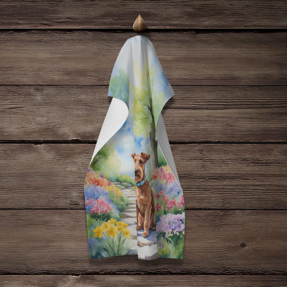 Irish Terrier Spring Path Kitchen Towel Dish Cloths Guest Hand Towel Decorative Bathroom Towel for Face,Tea, Dishcloth, Kitchen and Bath