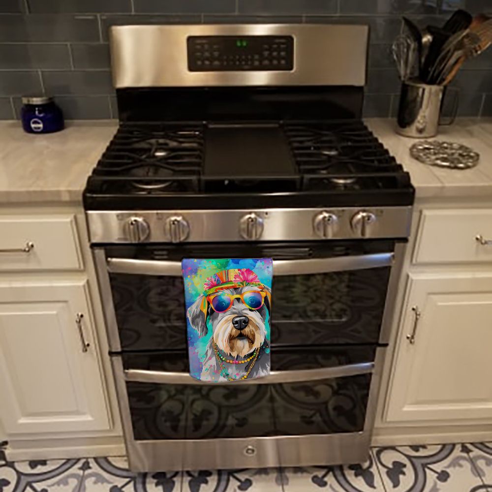 Schnauzer Hippie Dawg Kitchen Towel Dish Cloths Guest Hand Towel Decorative Bathroom Towel for Face,Tea, Dishcloth, Kitchen and Bath