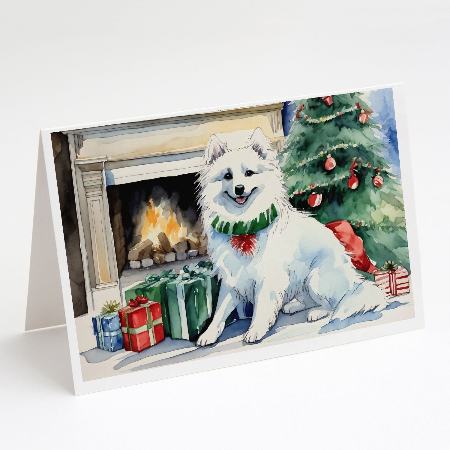 American Eskimo Christmas Greeting Cards Pack of 8 Blank Cards with Envelopes Whimsical A7 Size 5x7 Blank Note Cards