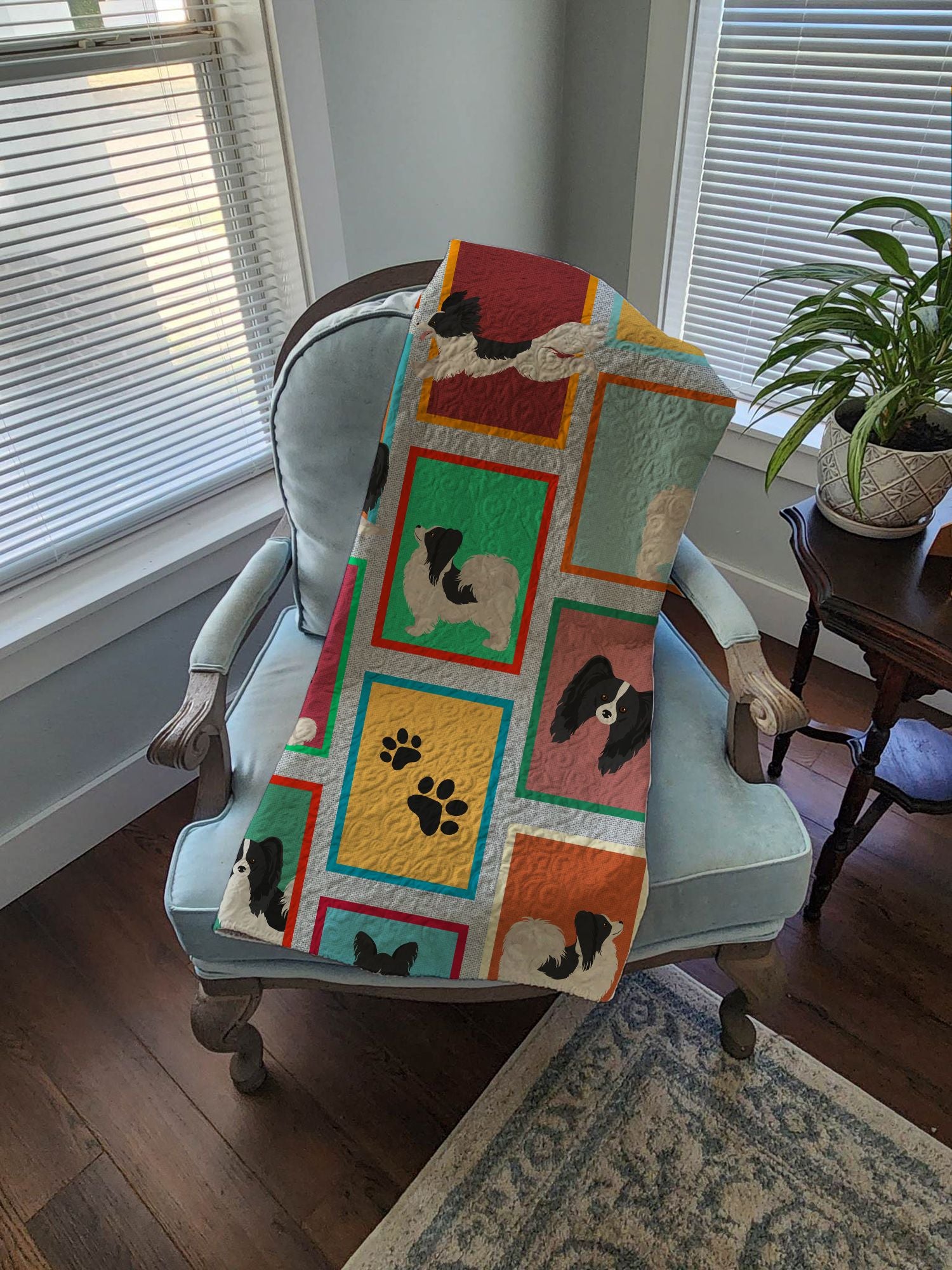Lots of Black and Whtie Papillon Quilted Blanket 50x60 Artwork Pattern Quilted Throw Blanket for Bed, Couch, Sofa, Soft and Lightweight