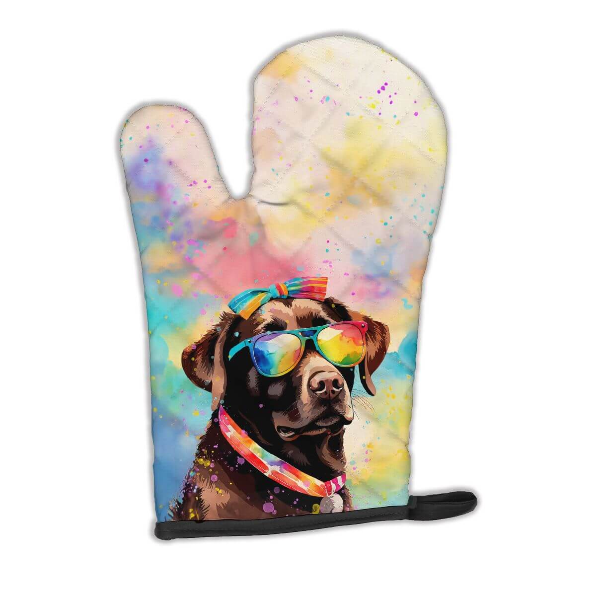 Chocolate Labrador Hippie Dawg Oven Mitt Heat Resistant Thick Oven Mitt for Hot Pans and Oven, Kitchen Mitt Protect Hands, Cooking Baking Glove