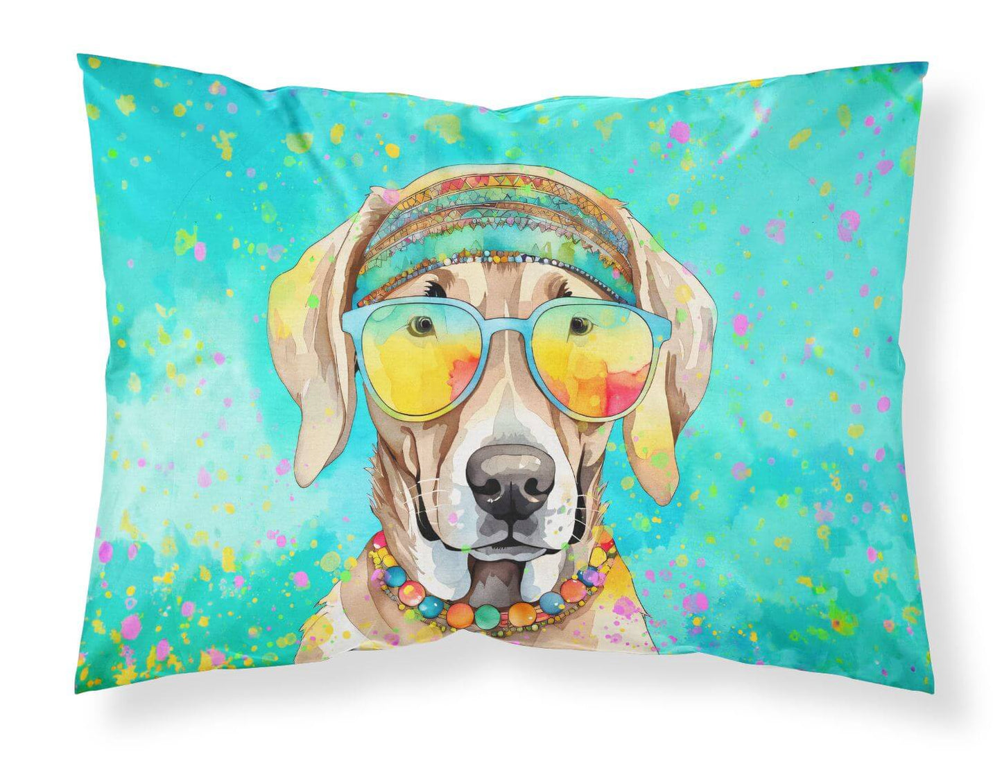Weimaraner Hippie Dawg Standard Pillowcase Lightweight Super Soft Easy Care Decorative Artwork Pillowcase, Standard