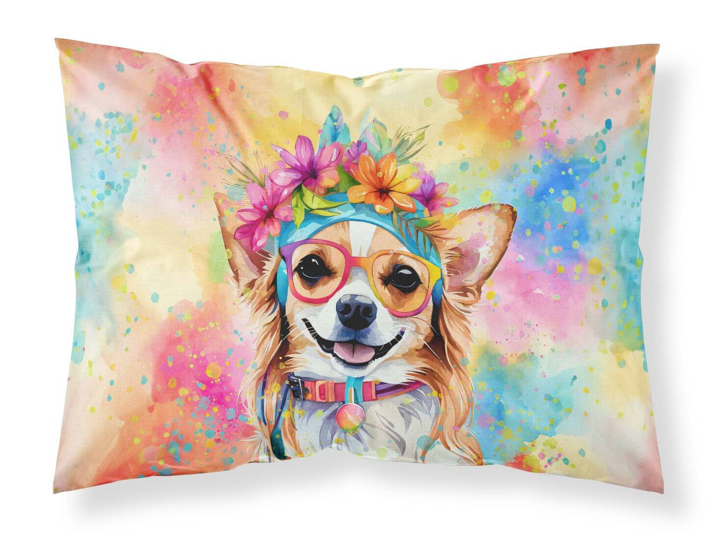 Chihuahua Hippie Dawg Standard Pillowcase Lightweight Super Soft Easy Care Decorative Artwork Pillowcase, Standard