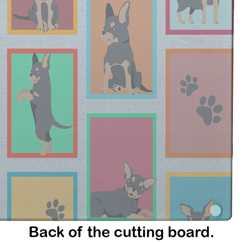 NEW Lots of Black and Tan Chihuahua Glass Cutting Board Decorative Tempered Glass Kitchen Cutting and Serving Board Large Size Chopping Board