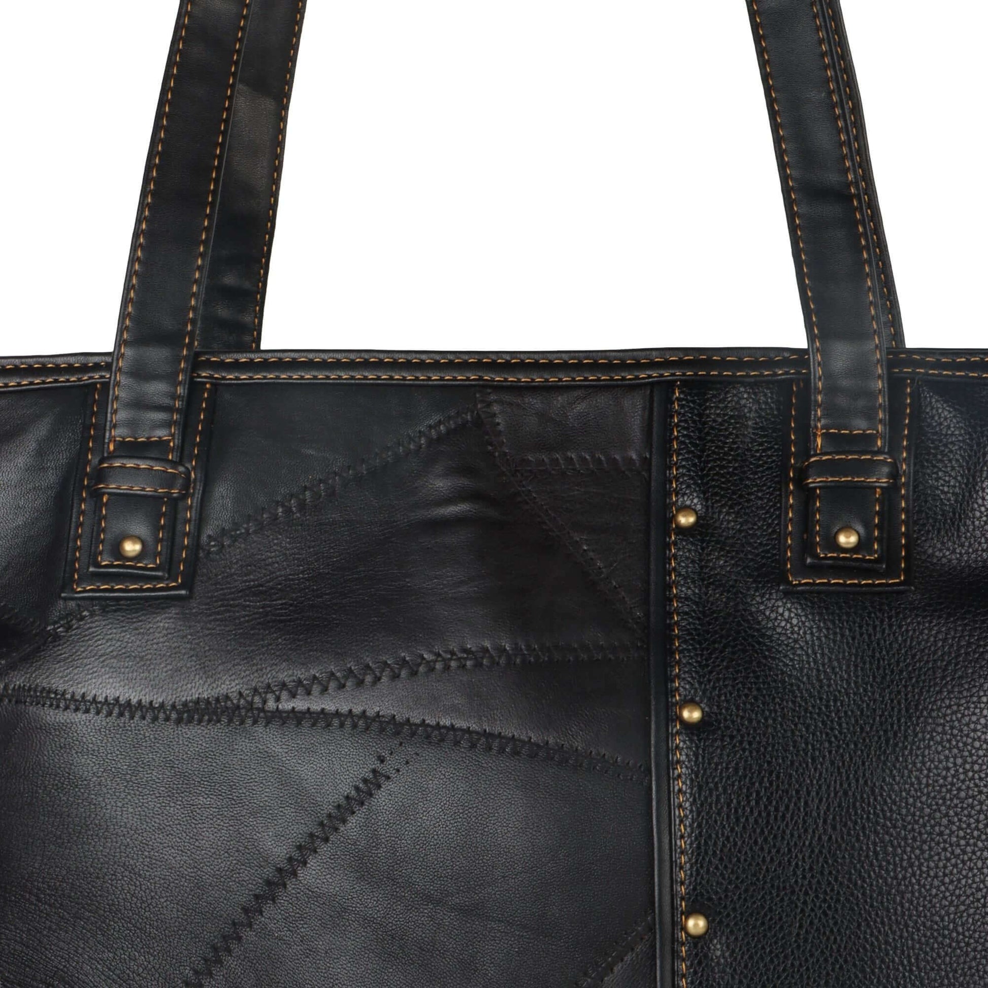Evelyn Large Tote Shoulder Bag made with upcycled leather + premium vegan leather