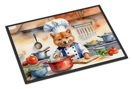Finnish Spitz The Chef Doormat Front Door Mat Indoor Outdoor Rugs for Entryway, Non Slip Washable Low Pile, 24H X 36W