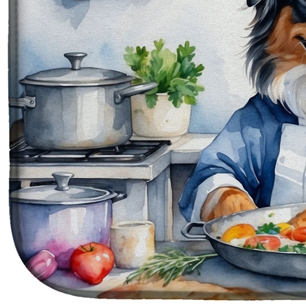 Australian Shepherd The Chef Dish Drying Mat Absorbent Dish Drying Mat Pad for Kitchen Counter Dish Drainer Mat for Countertop, 14 x 21", Multicolor