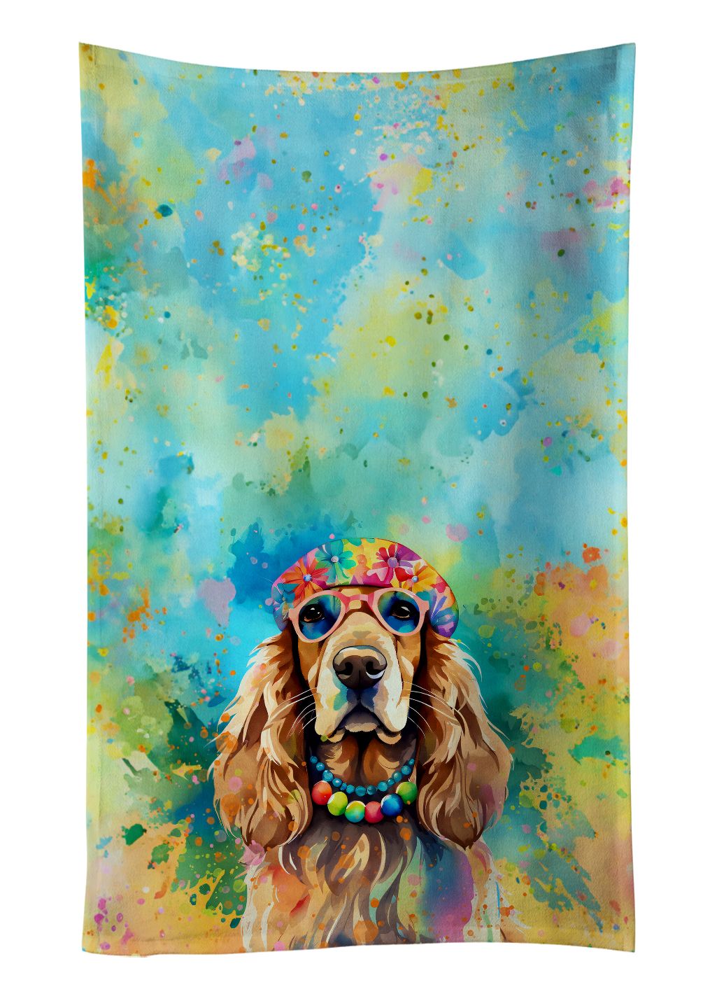 Cocker Spaniel Hippie Dawg Kitchen Towel Dish Cloths Guest Hand Towel Decorative Bathroom Towel for Face,Tea, Dishcloth, Kitchen and Bath
