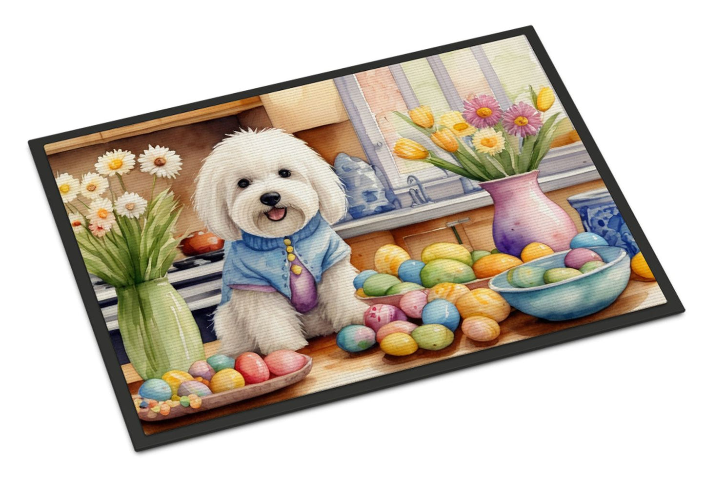 NEW Decorating Easter Coton de Tulear Doormat Front Door Mat Indoor Outdoor Rugs for Entryway, Non Slip Washable Low Pile, 18H X 27W
