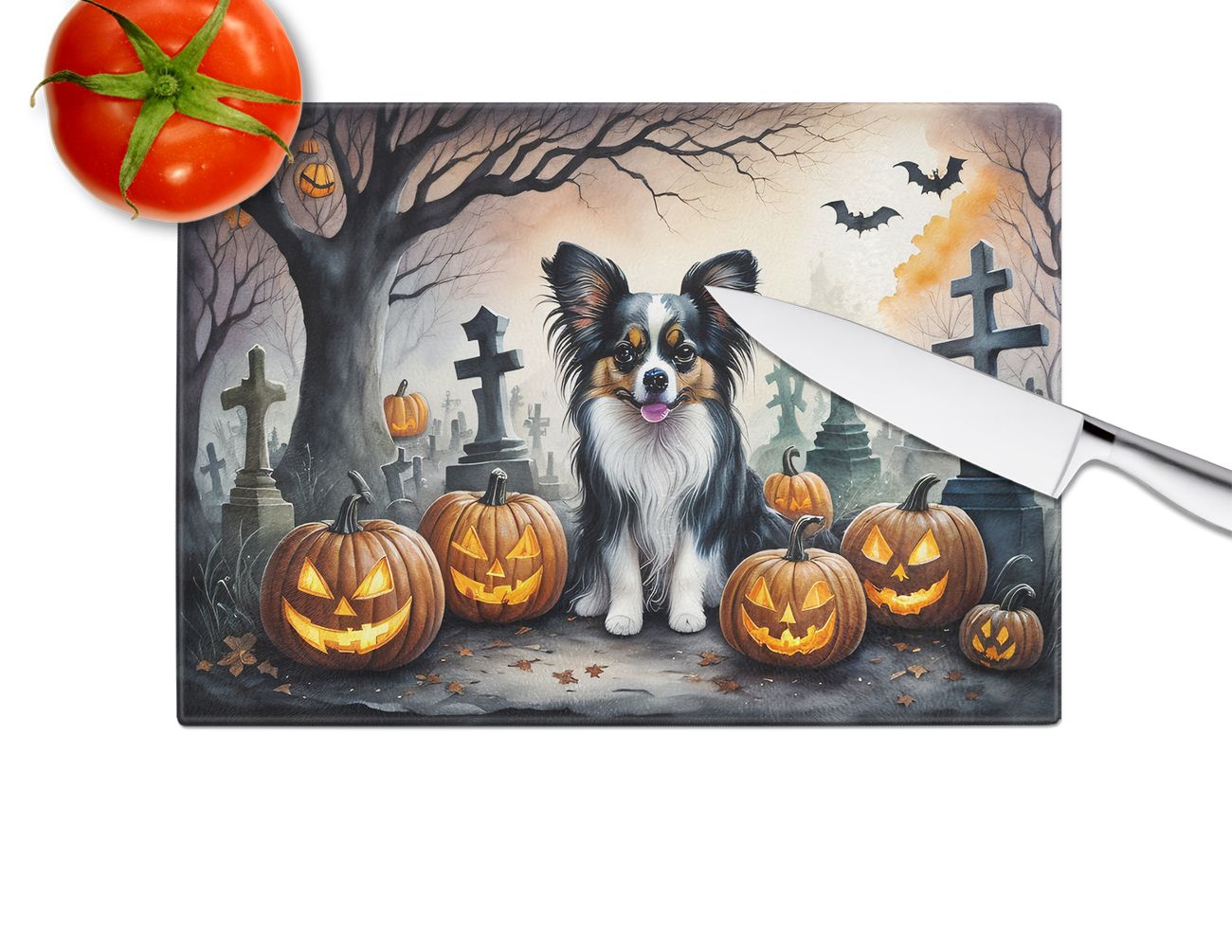 NEW Papillon Spooky Halloween Glass Cutting Board Decorative Tempered Glass Kitchen Cutting and Serving Board Large Size Chopping Board