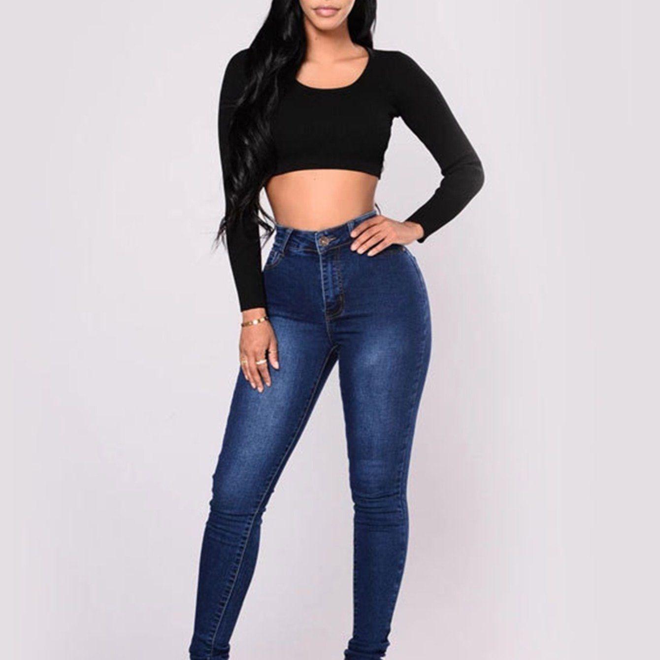 Stretchy Skinny Jeans; High-Rise Slim Fit Jeans; Versatile Pants For Every Day; Women's Clothing & Denim