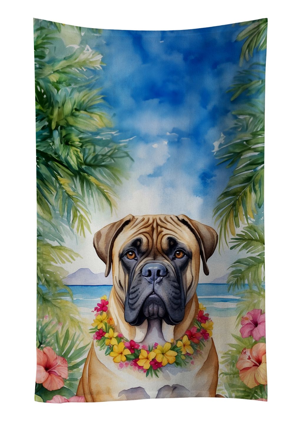 Bullmastiff Luau Kitchen Towel Dish Cloths Guest Hand Towel Decorative Bathroom Towel for Face,Tea, Dishcloth, Kitchen and Bath