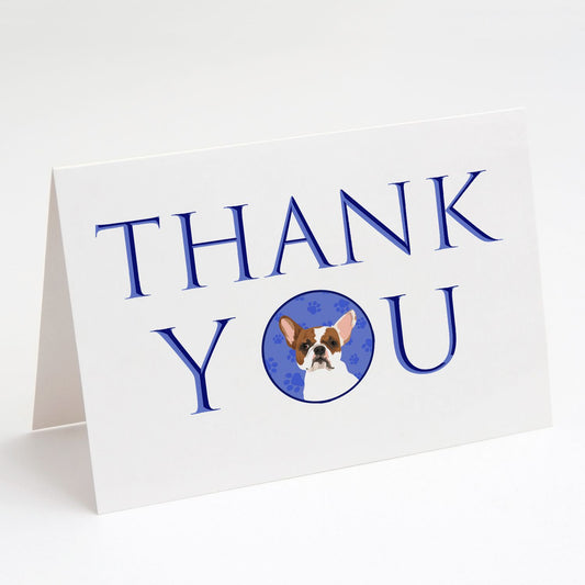 French Bulldog White #2 Thank You Greeting Cards Pack of 8 Blank Cards with Envelopes Whimsical A7 Size 5x7 Blank Note Cards