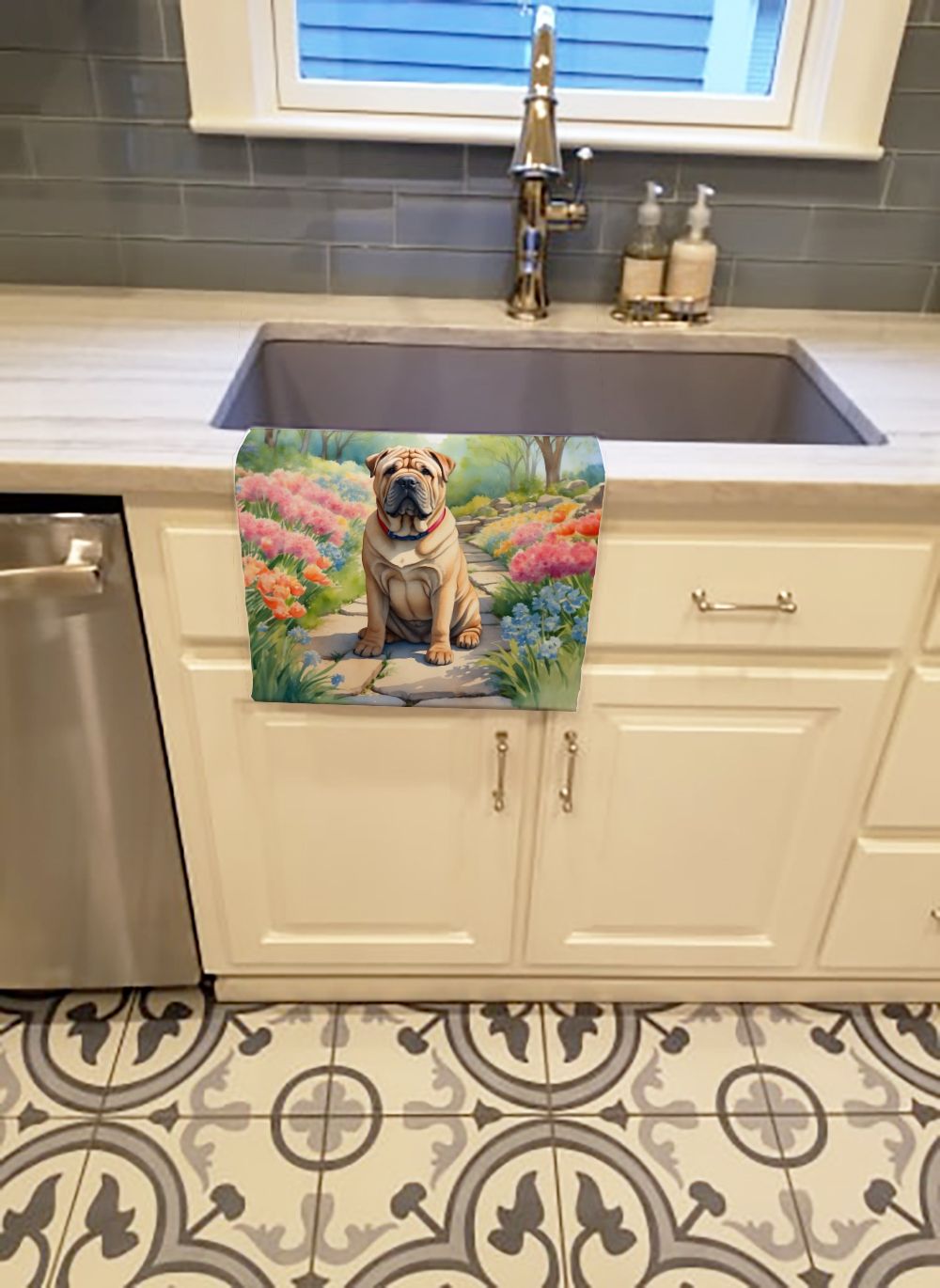 Shar Pei Spring Path Kitchen Towel Dish Cloths Guest Hand Towel Decorative Bathroom Towel for Face,Tea, Dishcloth, Kitchen and Bath