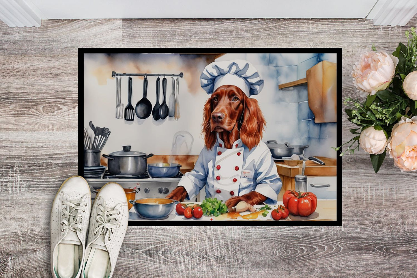 Irish Setter The Chef Doormat Front Door Mat Indoor Outdoor Rugs for Entryway, Non Slip Washable Low Pile, 24H X 36W