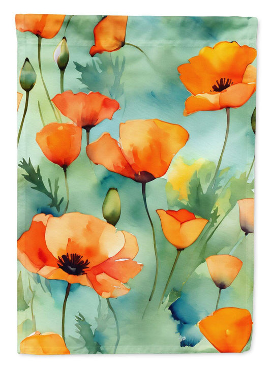 California California Poppies in Watercolor Garden Flag Mailbox Flag Decorative Yard Flag Banner Outside Patio Artwork Yard Flower Beds, Garden Size, Multicolor