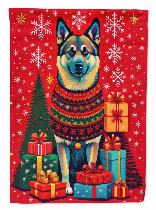 Norwegian Elkhound Holiday Christmas Garden Flag Mailbox Flag Decorative Yard Flag Banner Outside Patio Artwork Yard Flower Beds, Garden Size, Multicolor