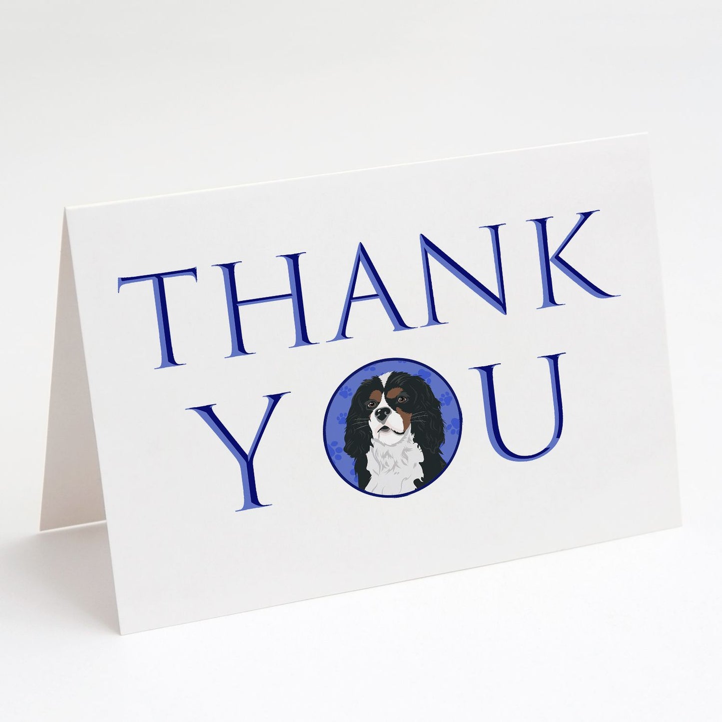 Cavalier King Charles Spaniel Tricolor #1 Thank You Greeting Cards Pack of 8 Blank Cards with Envelopes Whimsical A7 Size 5x7 Blank Note Cards