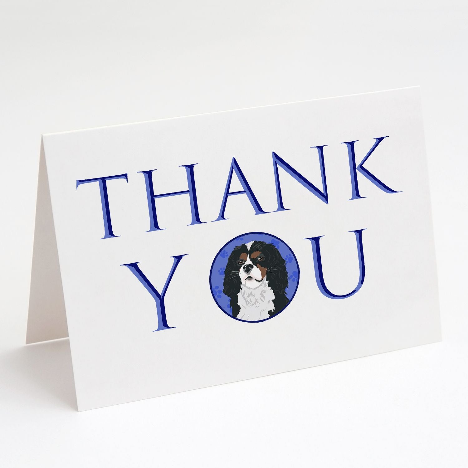 Cavalier King Charles Spaniel Tricolor #1 Thank You Greeting Cards Pack of 8 Blank Cards with Envelopes Whimsical A7 Size 5x7 Blank Note Cards