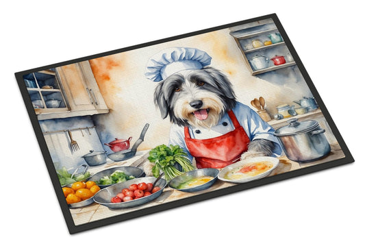 Bearded Collie The Chef Doormat Front Door Mat Indoor Outdoor Rugs for Entryway, Non Slip Washable Low Pile, 24H X 36W