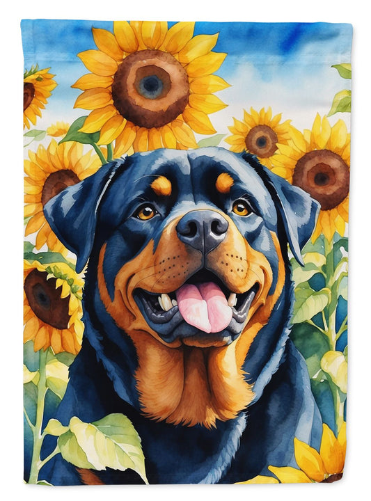 Rottweiler in Sunflowers Garden Flag Mailbox Flag Decorative Yard Flag Banner Outside Patio Artwork Yard Flower Beds, Garden Size, Multicolor