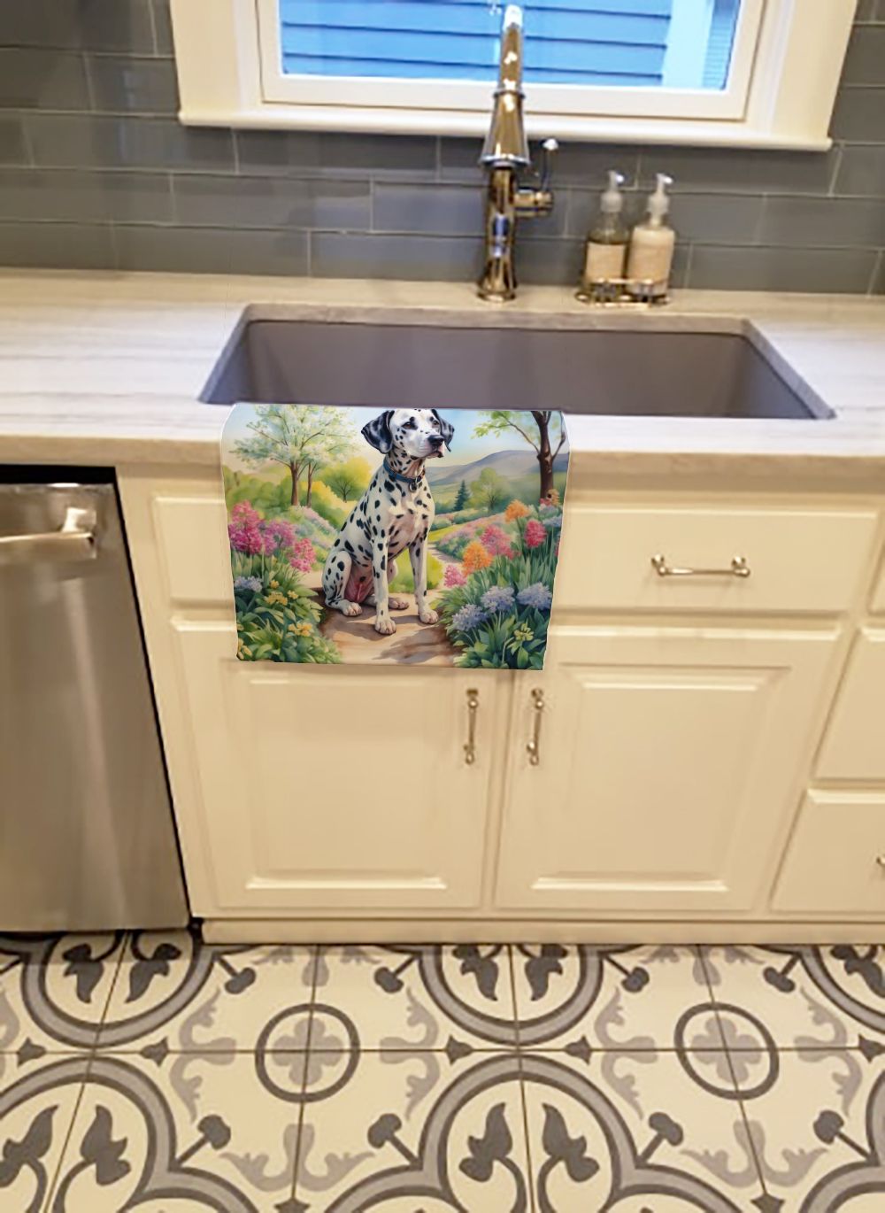 Dalmatian Spring Path Kitchen Towel Dish Cloths Guest Hand Towel Decorative Bathroom Towel for Face,Tea, Dishcloth, Kitchen and Bath