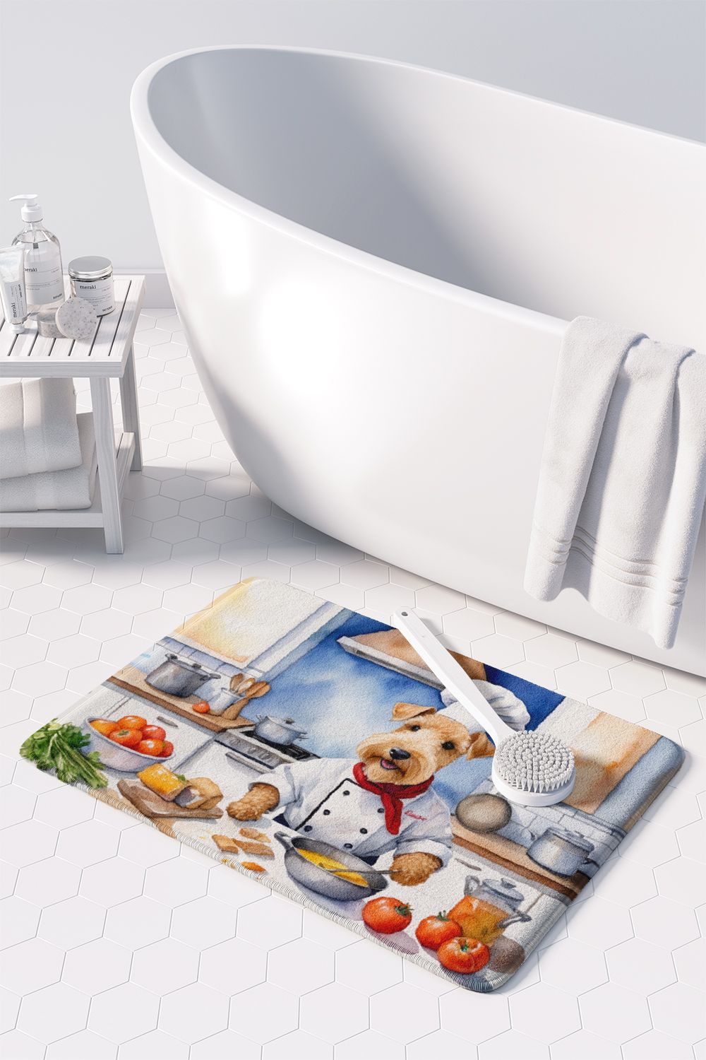 Lakeland Terrier The Chef Memory Foam Kitchen Mat Machine Washable Anti-Fatigue Mat Cushion Comfort Bath Mat or Kitchen Rug