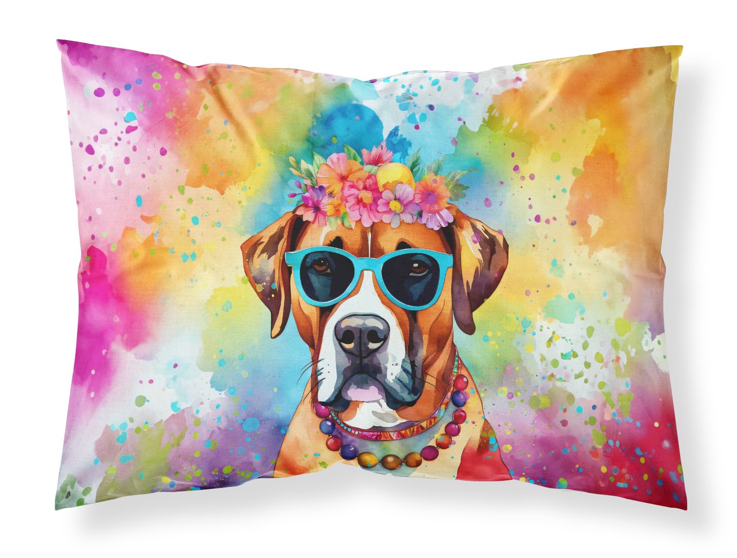 Boxer Hippie Dawg Standard Pillowcase Lightweight Super Soft Easy Care Decorative Artwork Pillowcase, Standard