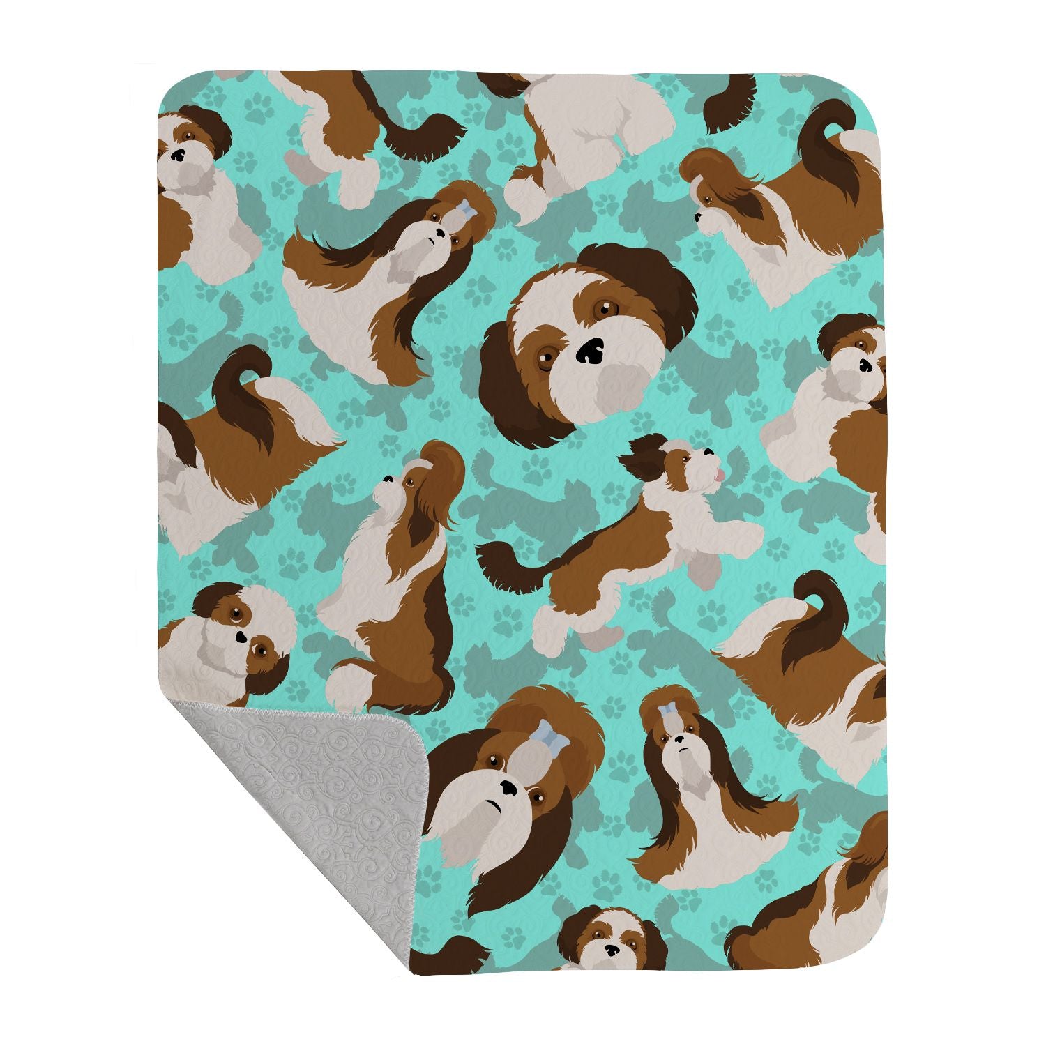 Shih Tzu Quilted Blanket 50x60 Artwork Pattern Quilted Throw Blanket for Bed, Couch, Sofa, Soft and Lightweight