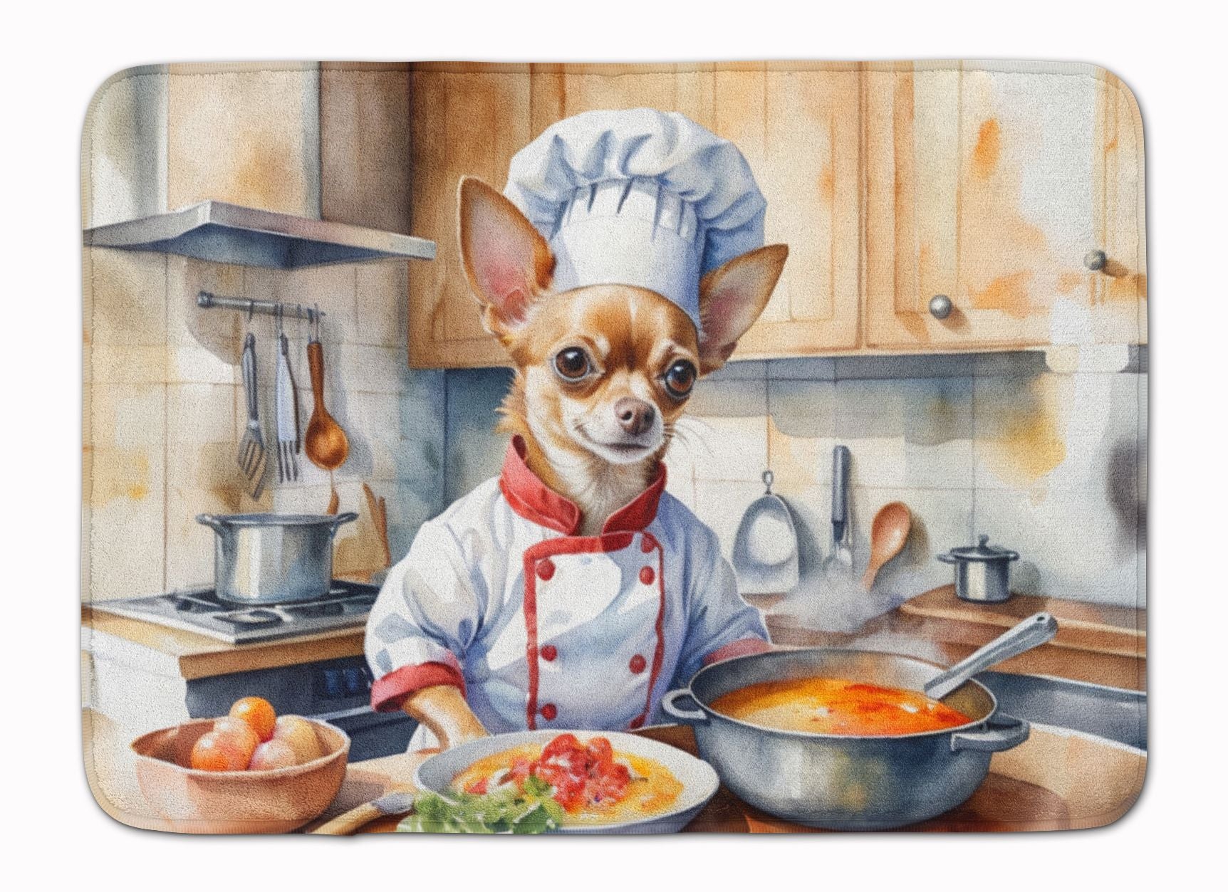 Chihuahua The Chef Memory Foam Kitchen Mat Machine Washable Anti-Fatigue Mat Cushion Comfort Bath Mat or Kitchen Rug