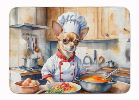 Chihuahua The Chef Memory Foam Kitchen Mat Machine Washable Anti-Fatigue Mat Cushion Comfort Bath Mat or Kitchen Rug