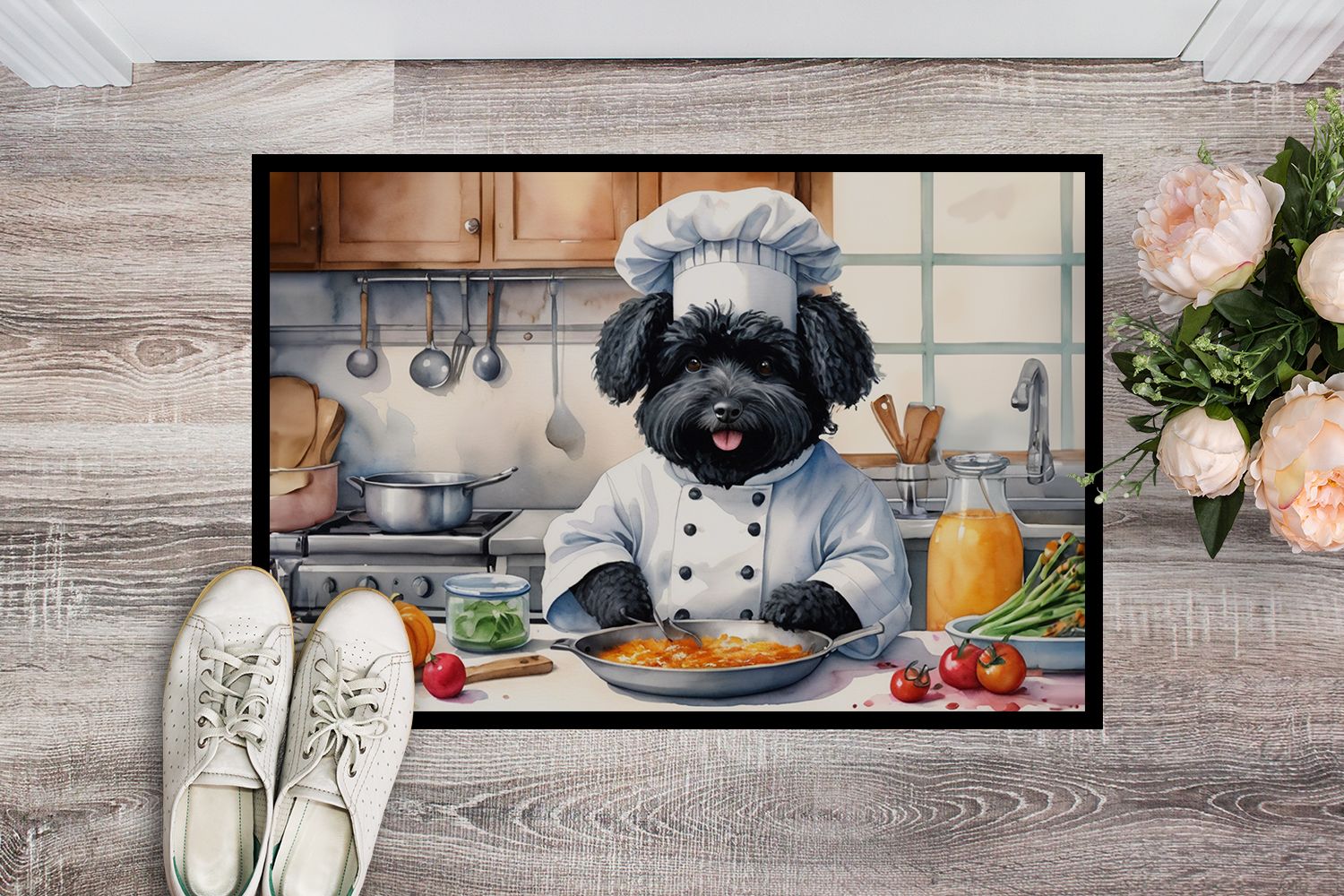 NEW Puli The Chef Doormat Front Door Mat Indoor Outdoor Rugs for Entryway, Non Slip Washable Low Pile, 18H X 27W