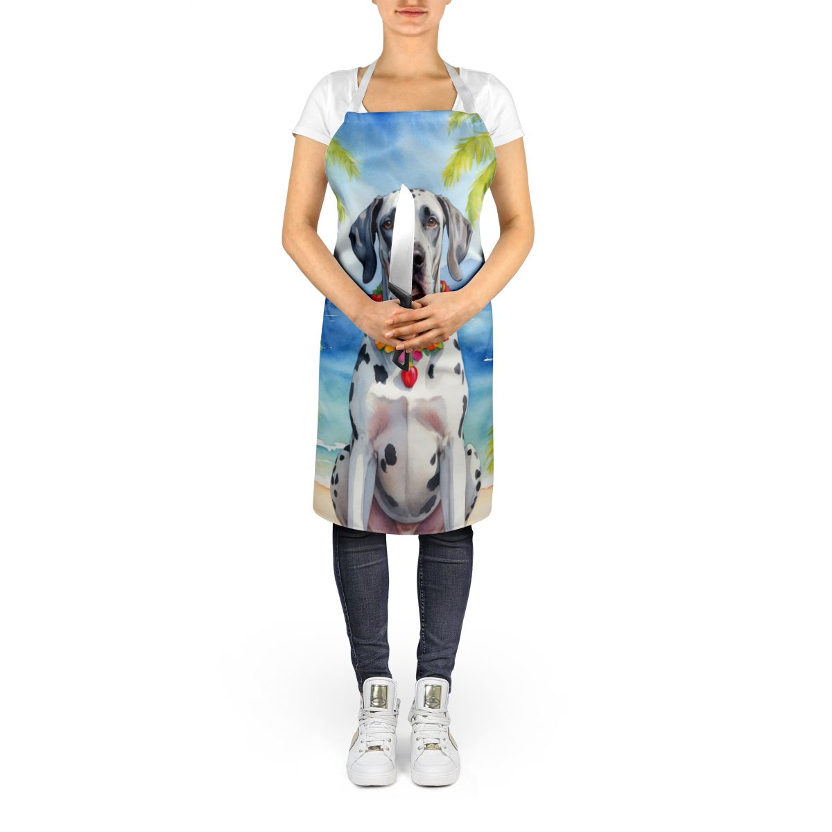 Great Dane Luau Apron Cooking Kitchen Server Baking Crafts Gardening for Adult Women Men, Unisex, Large, Multicolor