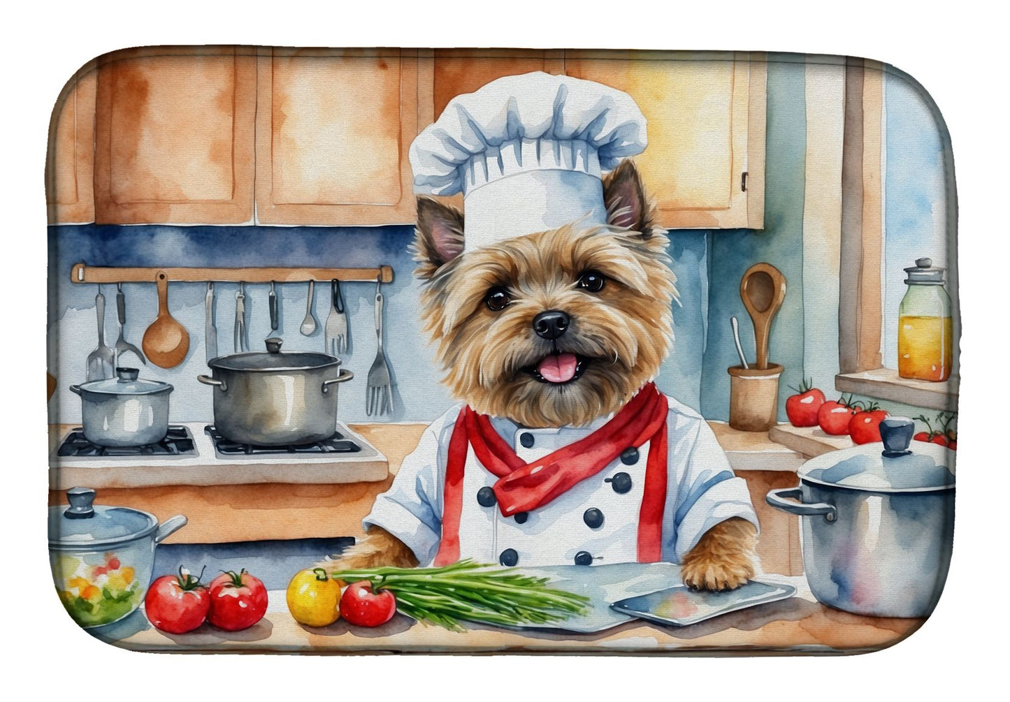Cairn Terrier The Chef Dish Drying Mat Absorbent Dish Drying Mat Pad for Kitchen Counter Dish Drainer Mat for Countertop, 14 x 21", Multicolor